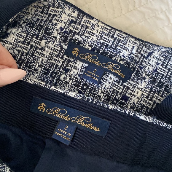 Brooks brothers navy & white tweed jacket and skirt suit set size 2 - Picture 6 of 9